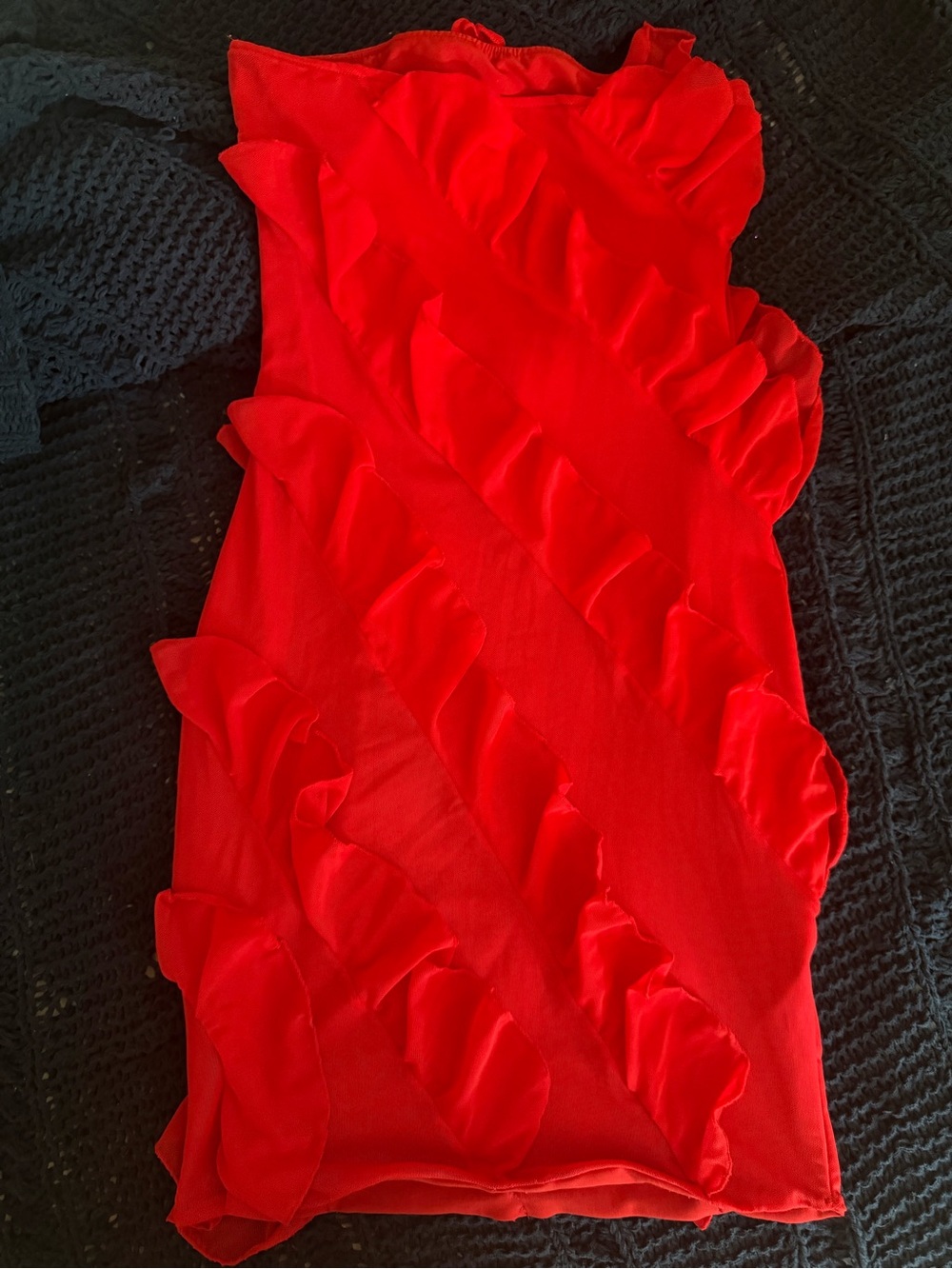 Red Ruffle Mini Dress - Picture 2 of 2